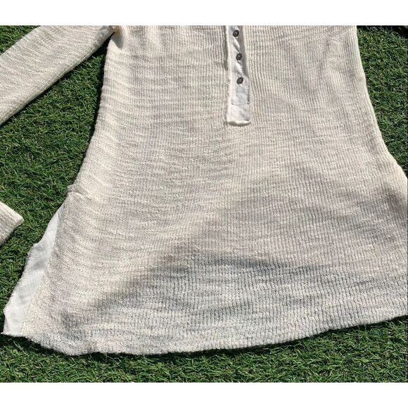 Free People Ivory Mountain Song Henley Sheer Tunic Sweater sz S - Picture 3 of 7